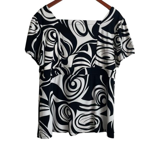 INC Women Tunic Top 1X Square Pleated Bodice Abstract Whimsigoth Babydoll Office - Picture 1 of 10